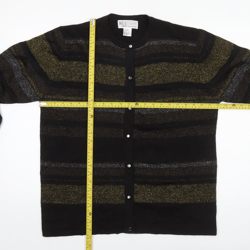 Milano Design Group Women's Black L Striped Glitter Cardigan