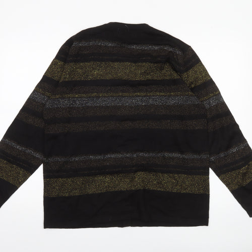 Milano Design Group Women's Black L Striped Glitter Cardigan