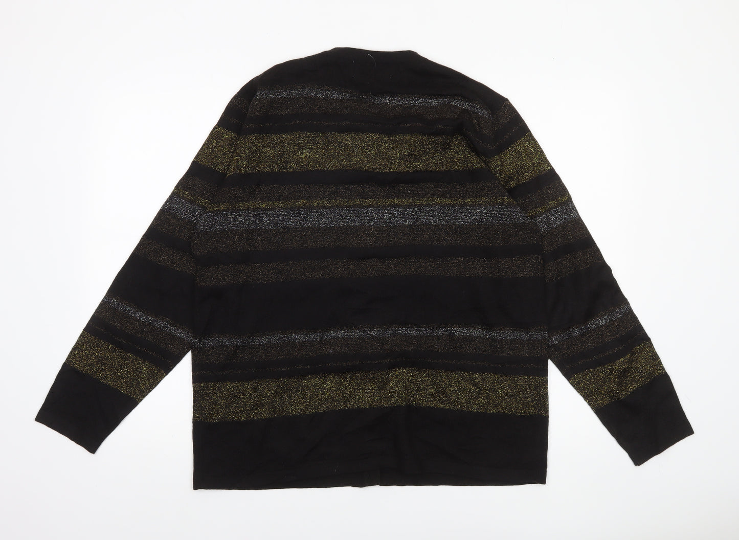 Milano Design Group Women's Black L Striped Glitter Cardigan