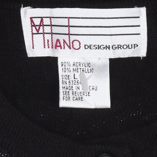 Milano Design Group Women's Black L Striped Glitter Cardigan