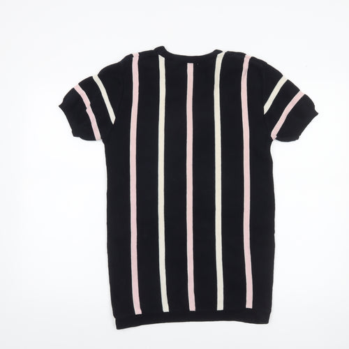 River Island Men’s Black Striped Short Sleeve Pullover Jumper M