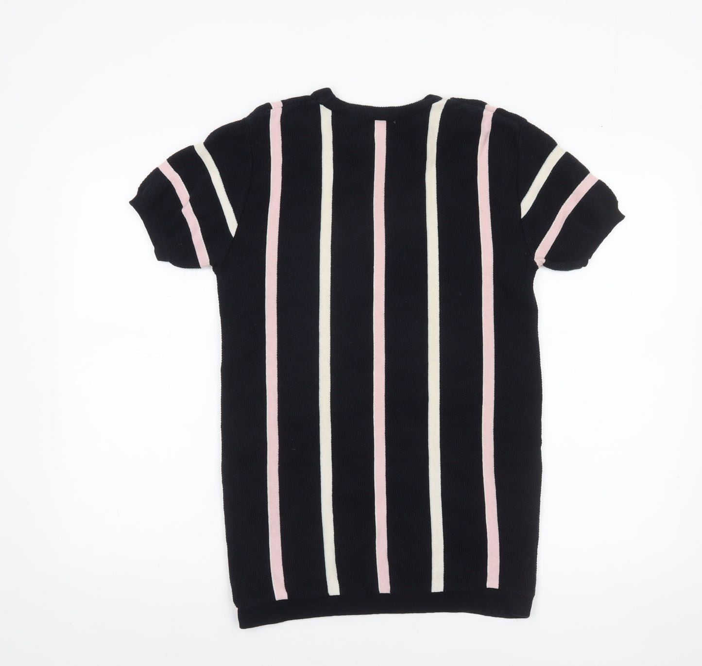 River Island Men’s Black Striped Short Sleeve Pullover Jumper M