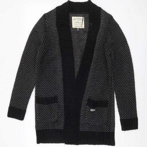 Saltrock Women's Black Grey Open Knit Wool Blend Cardigan Size M