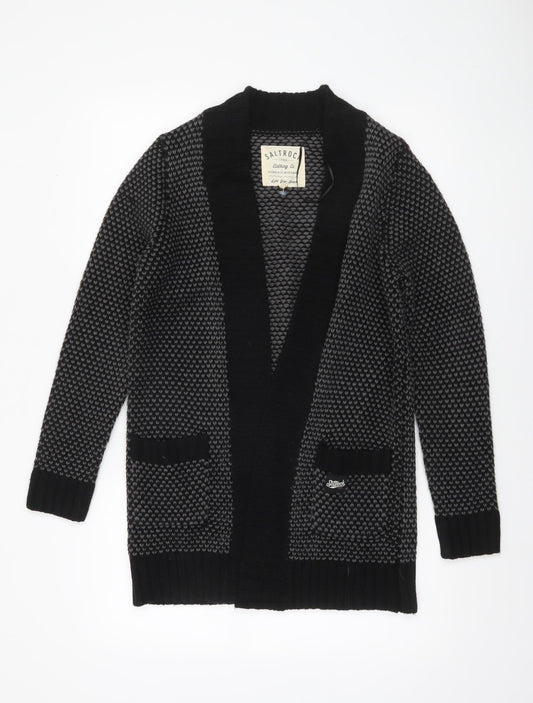 Saltrock Women's Black Grey Open Knit Wool Blend Cardigan Size M