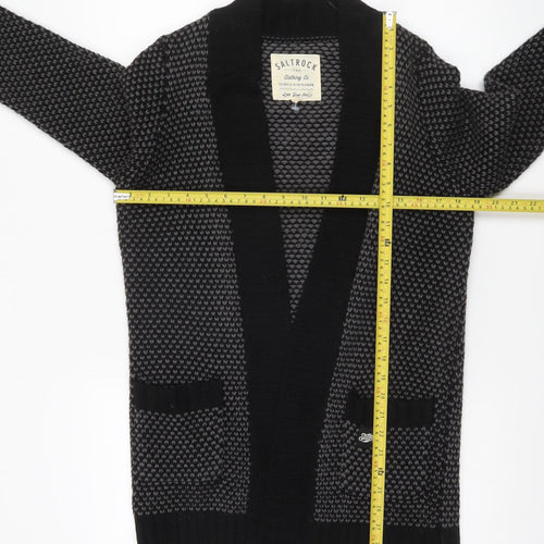 Saltrock Women's Black Grey Open Knit Wool Blend Cardigan Size M