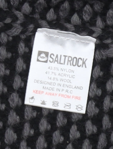 Saltrock Women's Black Grey Open Knit Wool Blend Cardigan Size M