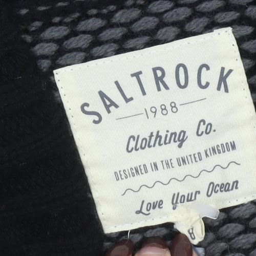 Saltrock Women's Black Grey Open Knit Wool Blend Cardigan Size M
