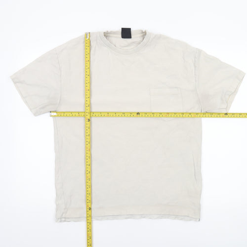 Zara Men's Beige Crew Neck Short Sleeve Cotton T-Shirt Size S