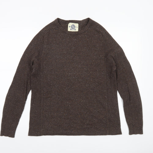 Guide London Women’s Brown Cotton Cashmere Crew Neck Jumper M