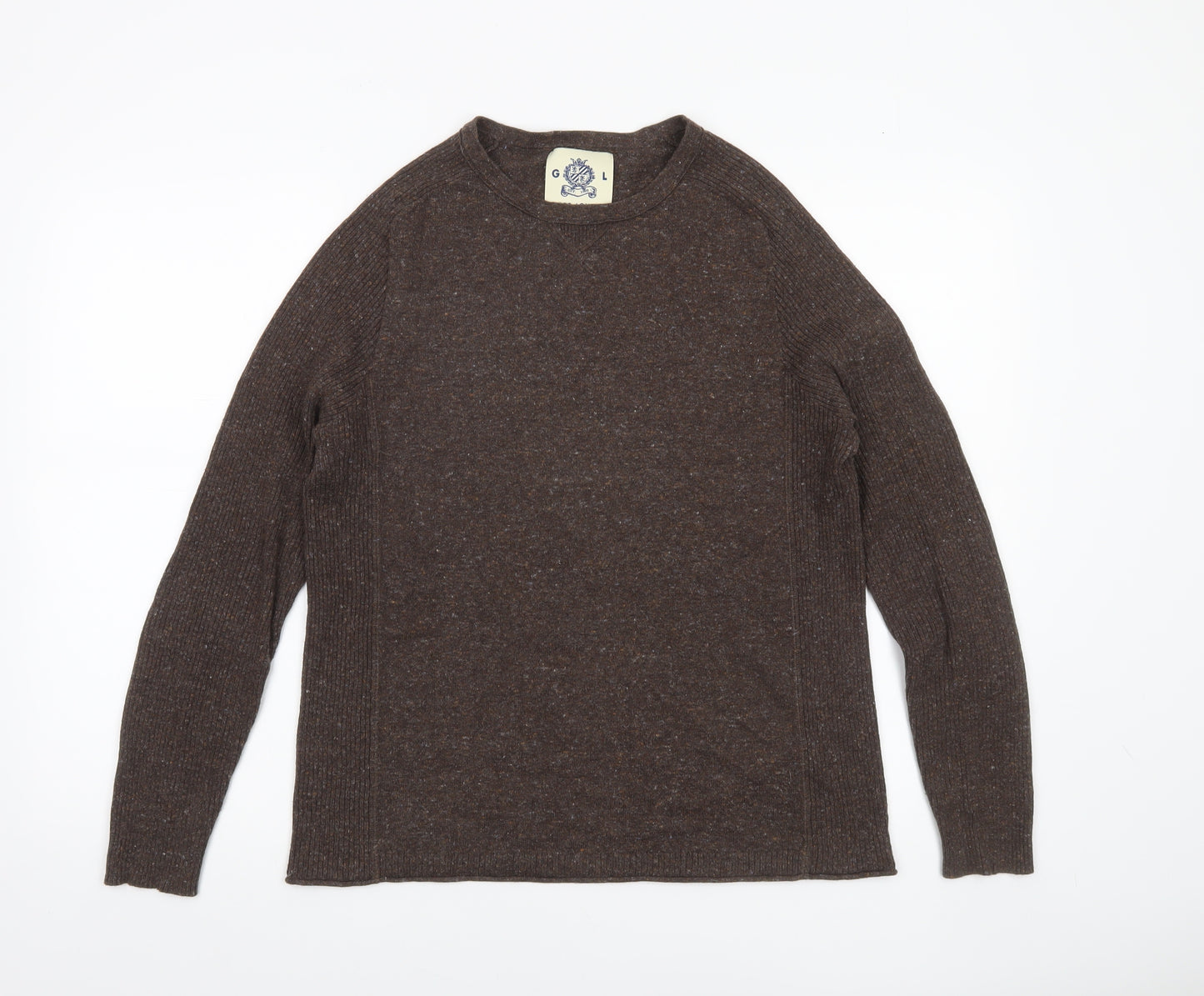 Guide London Women’s Brown Cotton Cashmere Crew Neck Jumper M