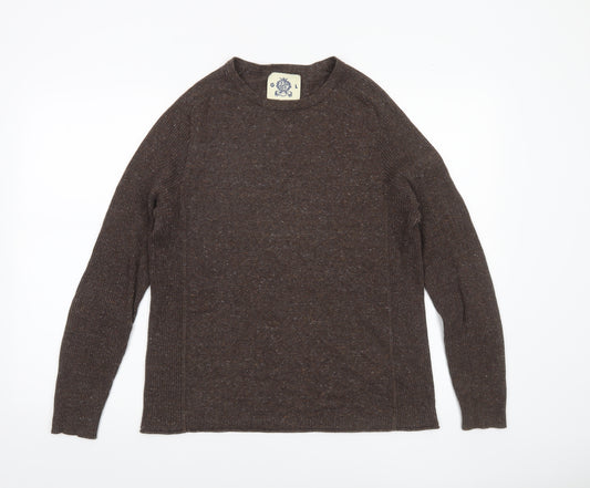 Guide London Women’s Brown Cotton Cashmere Crew Neck Jumper M