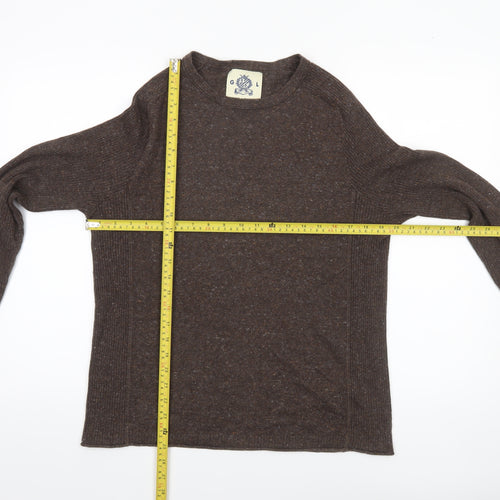 Guide London Women’s Brown Cotton Cashmere Crew Neck Jumper M