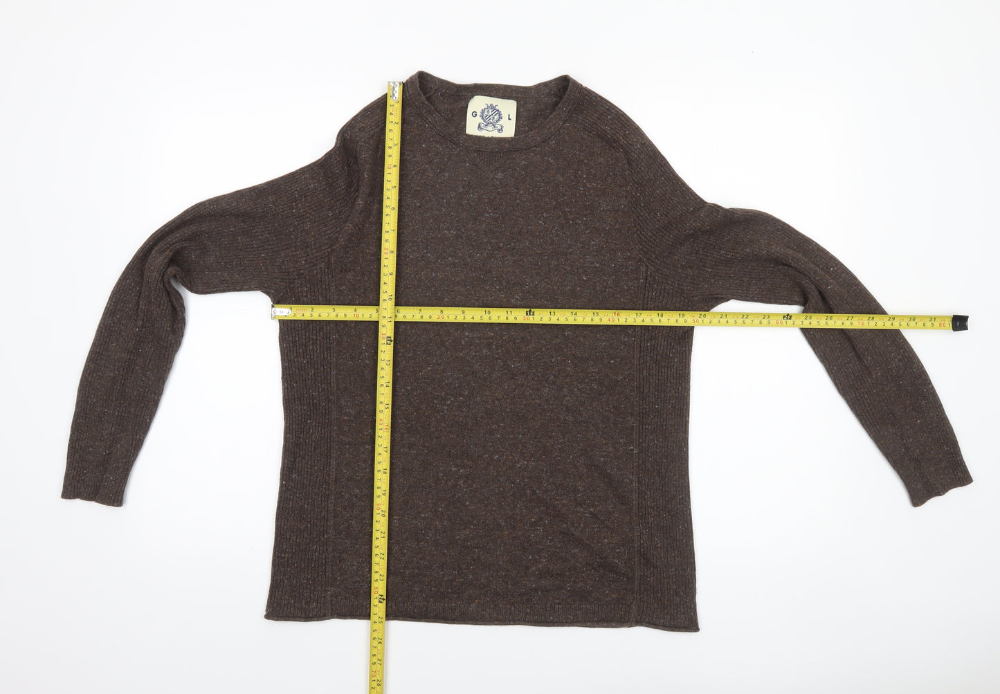 Guide London Women’s Brown Cotton Cashmere Crew Neck Jumper M