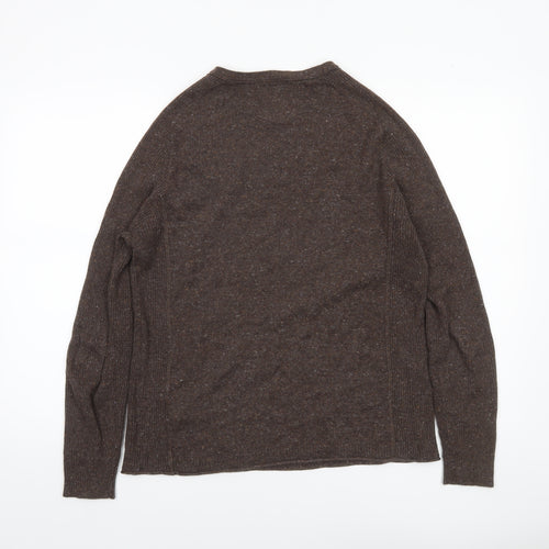 Guide London Women’s Brown Cotton Cashmere Crew Neck Jumper M