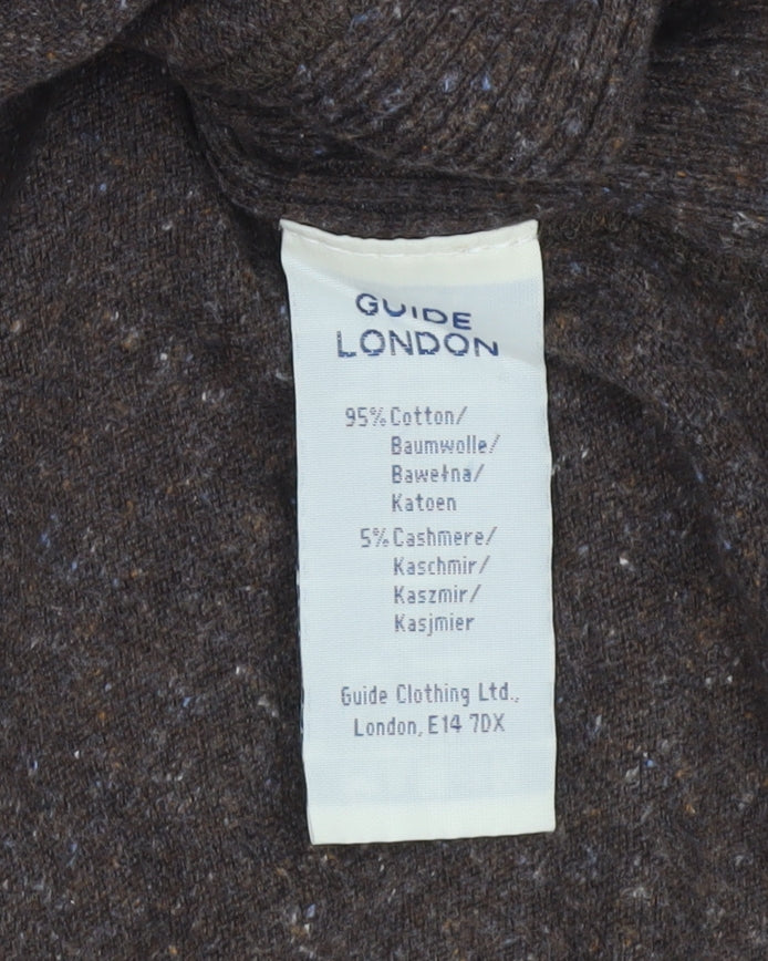 Guide London Women’s Brown Cotton Cashmere Crew Neck Jumper M