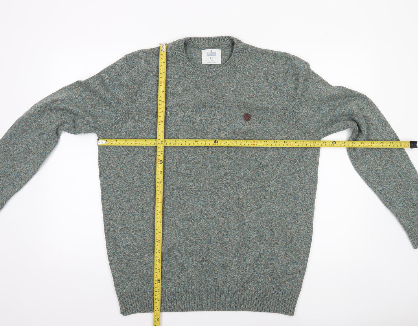 Springfield Men’s Green Cotton Blend Crew Neck Jumper XL