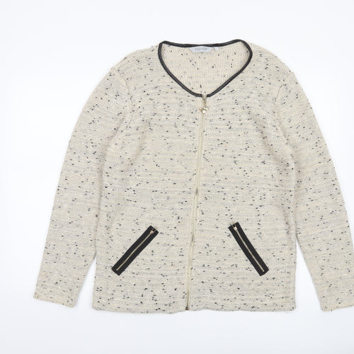 Preview Women’s Beige Knit Full Zip Cardigan L Classic Style