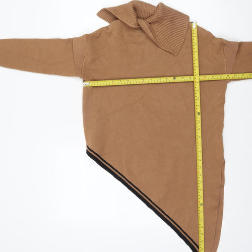 River Island Women Beige Asymmetrical Cape Jumper Small Viscose Blend
