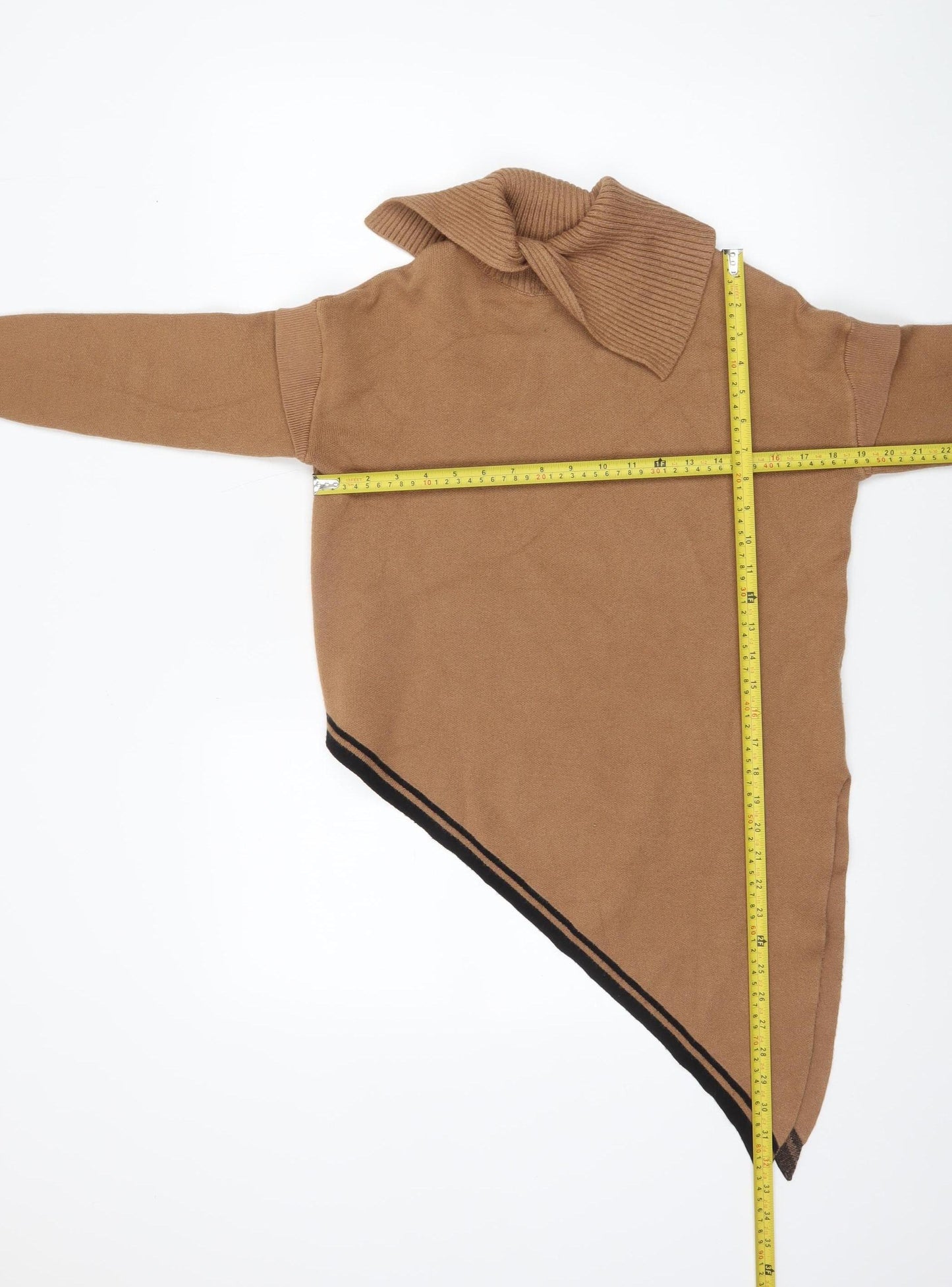 River Island Women Beige Asymmetrical Cape Jumper Small Viscose Blend