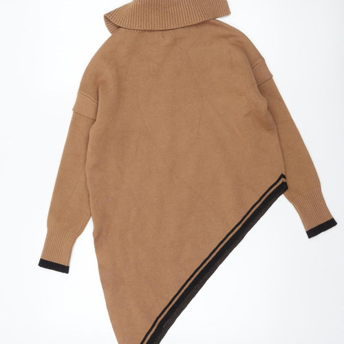 River Island Women Beige Asymmetrical Cape Jumper Small Viscose Blend