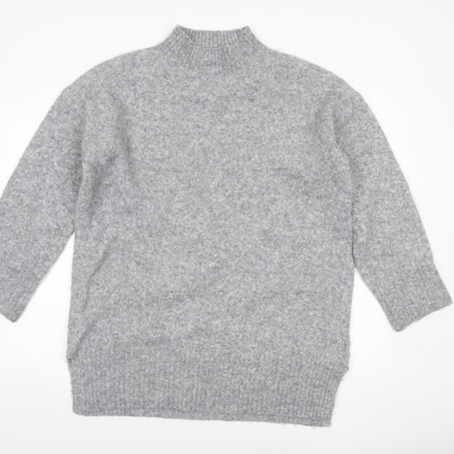 TU Woman Grey Mock Neck Wool Blend Jumper Medium