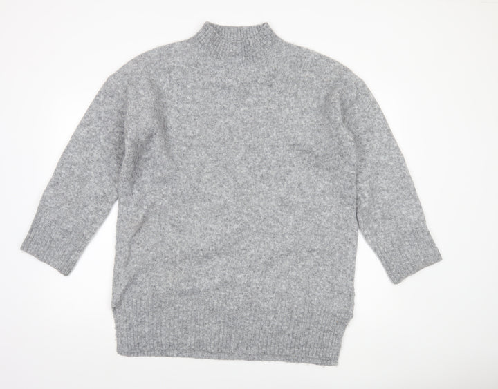 TU Woman Grey Mock Neck Wool Blend Jumper Medium