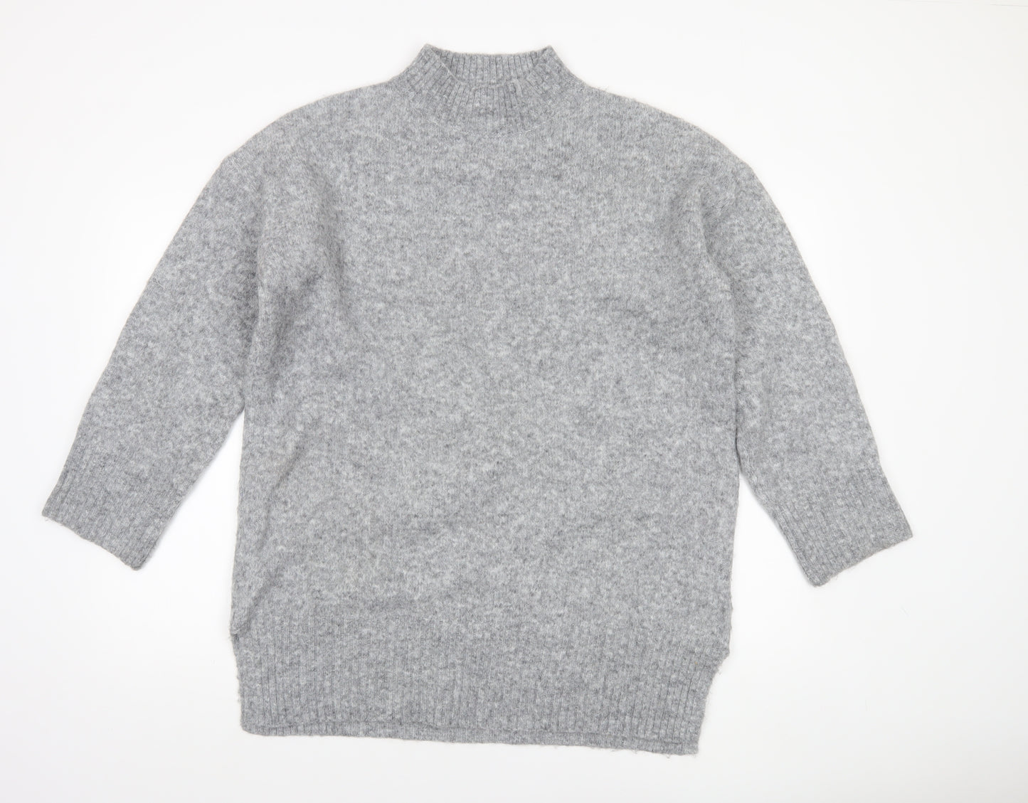 TU Woman Grey Mock Neck Wool Blend Jumper Medium