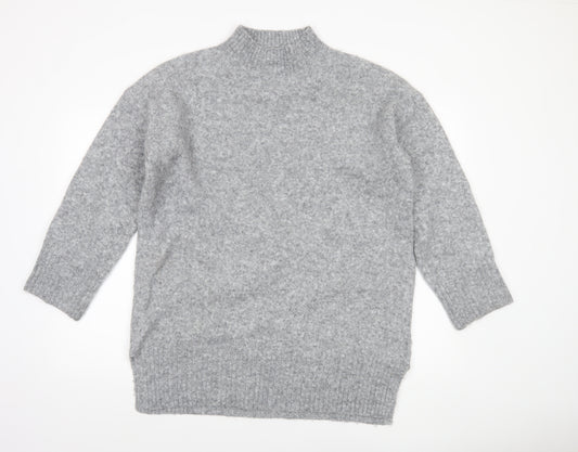 TU Woman Grey Mock Neck Wool Blend Jumper Medium