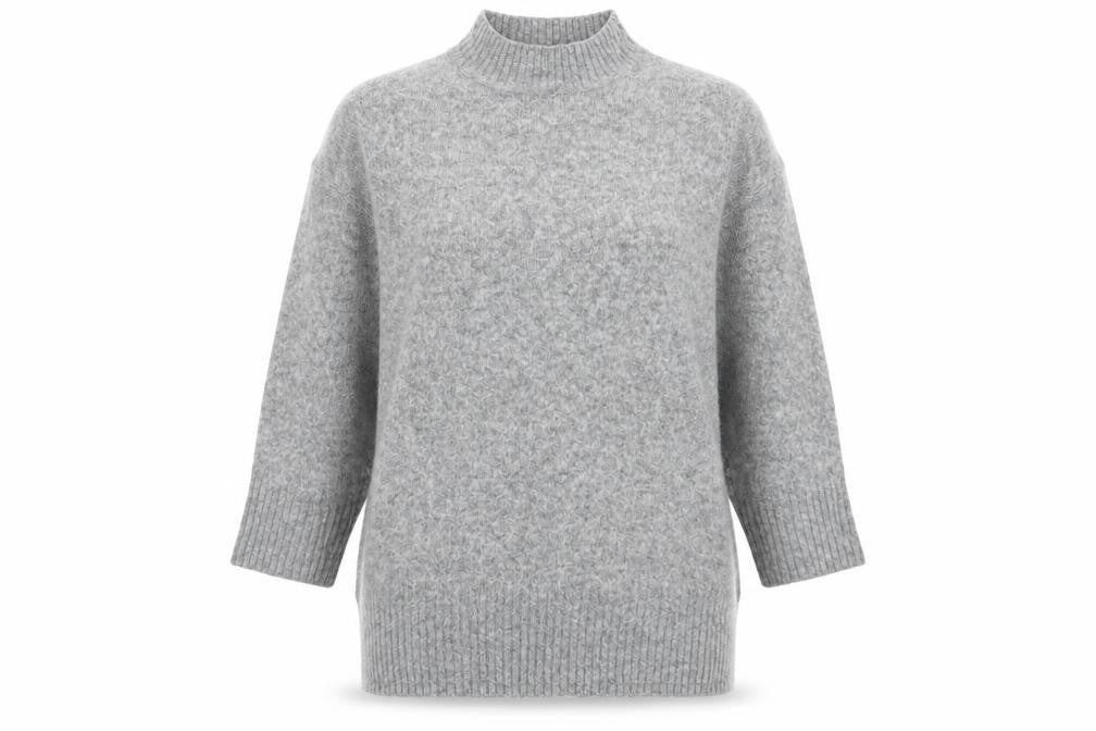 Front view of Tu Woman Grey Mock Neck Wool Blend Jumper Medium