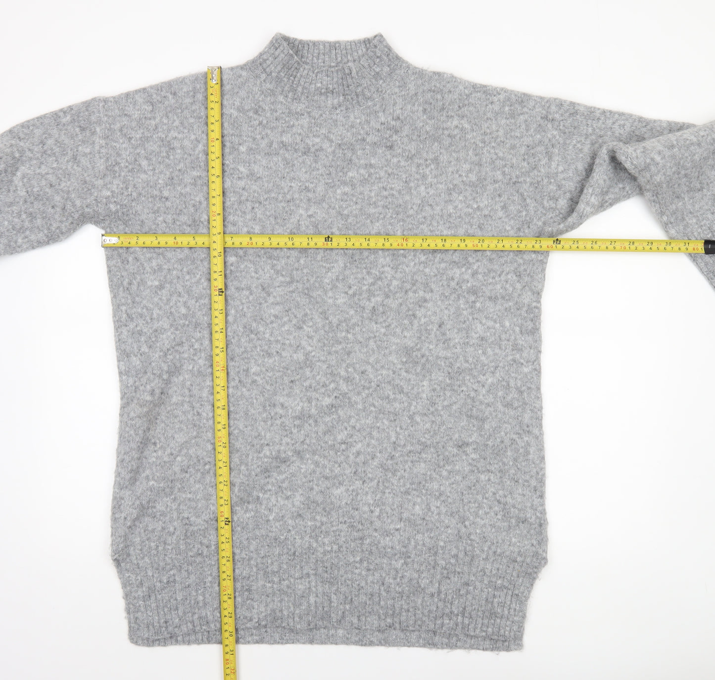 TU Woman Grey Mock Neck Wool Blend Jumper Medium