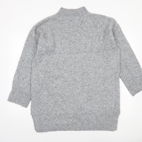 TU Woman Grey Mock Neck Wool Blend Jumper Medium