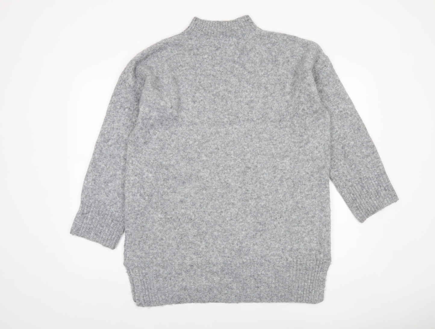 TU Woman Grey Mock Neck Wool Blend Jumper Medium