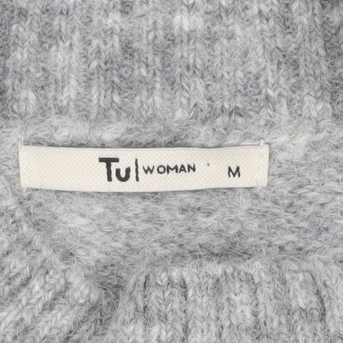 TU Woman Grey Mock Neck Wool Blend Jumper Medium