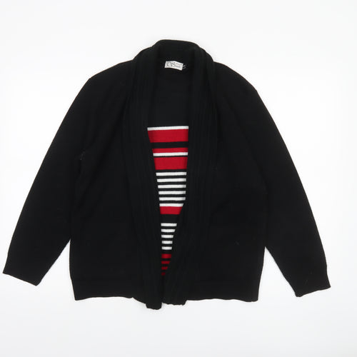 Anne Smith Women's Black Acrylic Knit Open Cardigan M