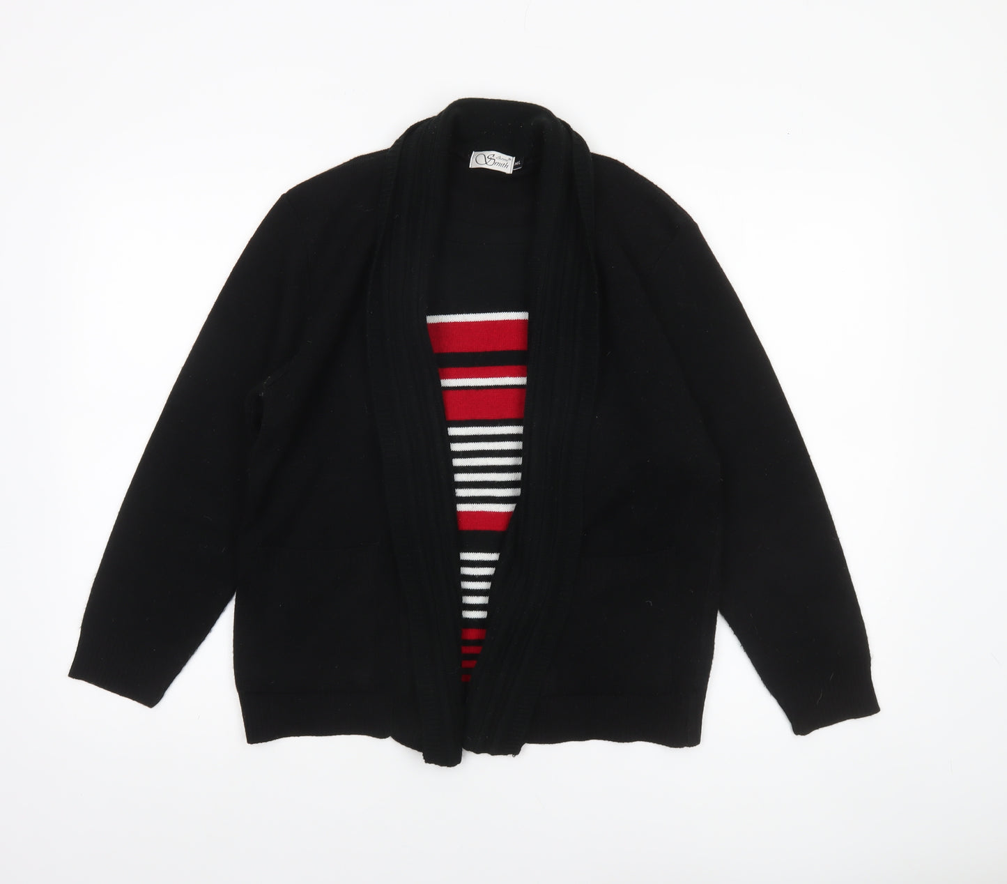 Anne Smith Women's Black Acrylic Knit Open Cardigan M