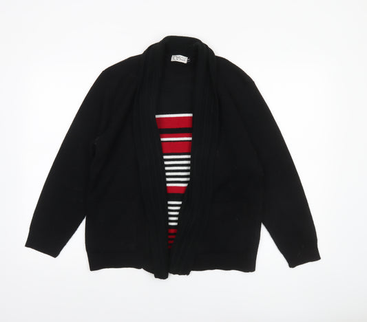 Anne Smith Women's Black Acrylic Knit Open Cardigan M