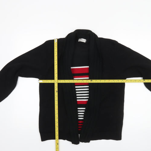 Anne Smith Women's Black Acrylic Knit Open Cardigan M