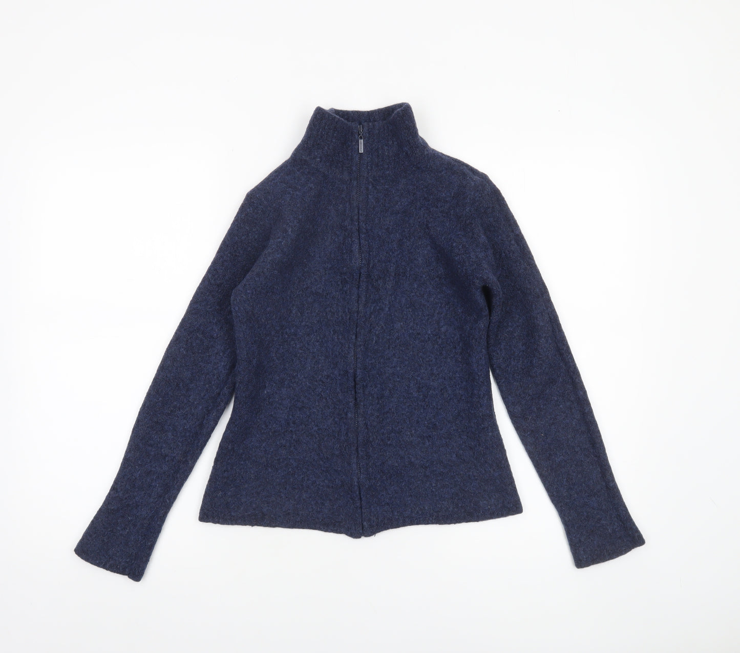 Laura Ashley Women’s Blue Wool Full Zip High Neck Petite Jumper S