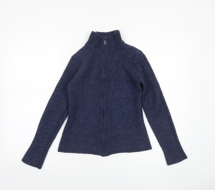 Laura Ashley Women’s Blue Wool Full Zip High Neck Petite Jumper S