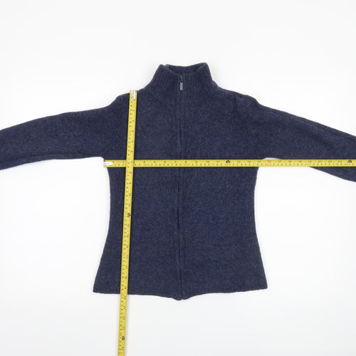 Laura Ashley Women’s Blue Wool Full Zip High Neck Petite Jumper S