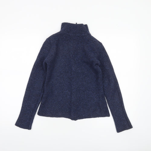 Laura Ashley Women’s Blue Wool Full Zip High Neck Petite Jumper S