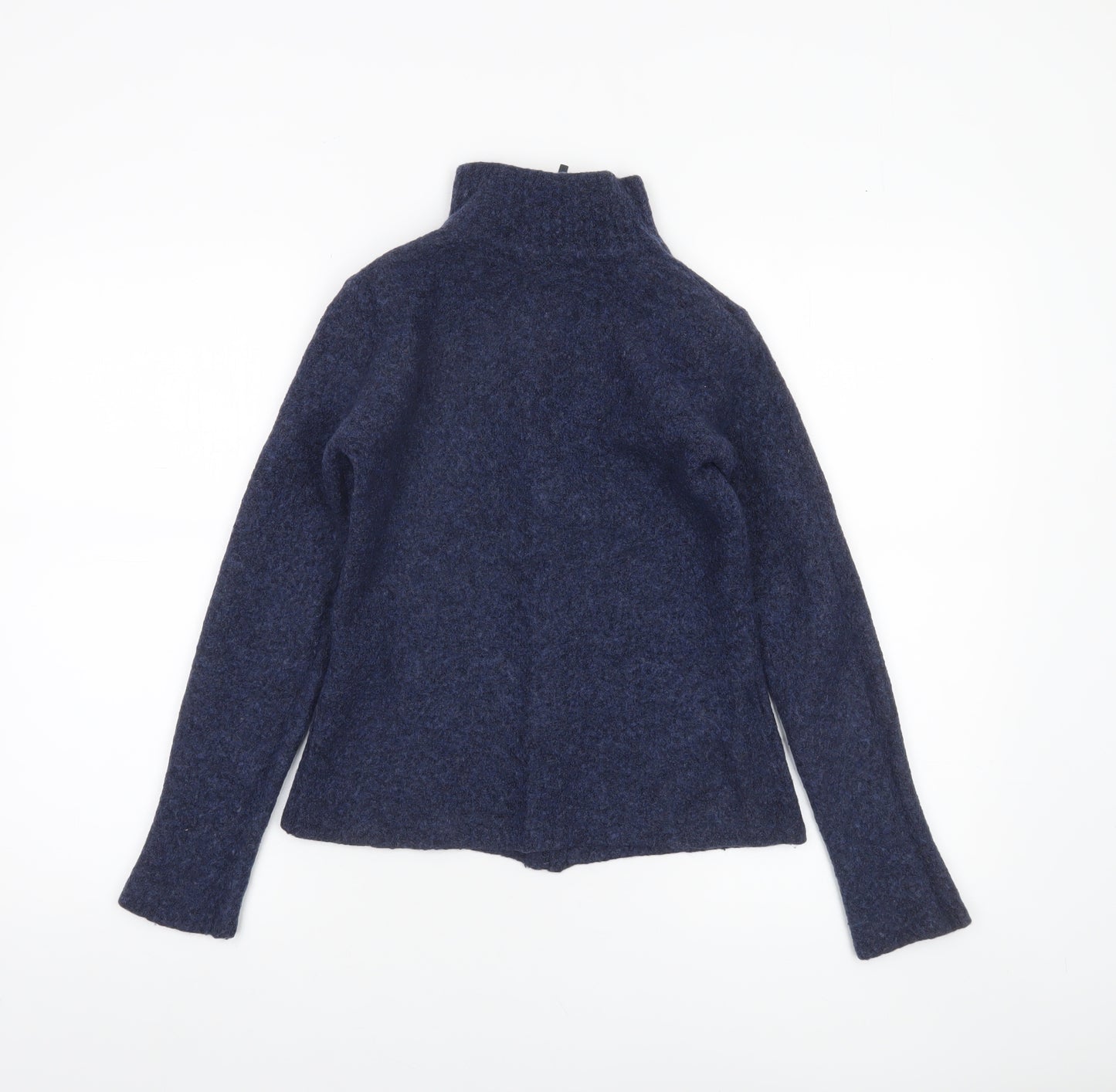 Laura Ashley Women’s Blue Wool Full Zip High Neck Petite Jumper S