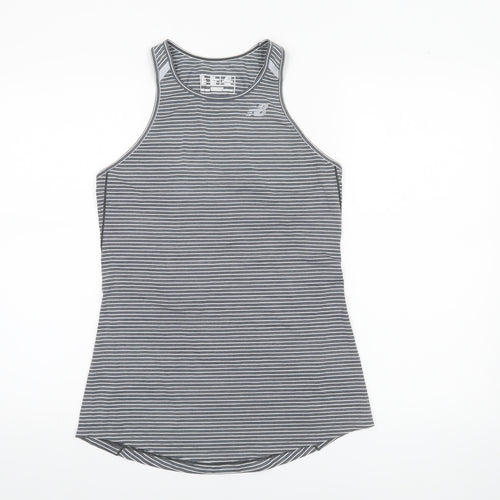 New Balance Womens Grey Striped Racerback Tank Top S