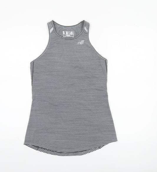 New Balance Womens Grey Striped Racerback Tank Top S