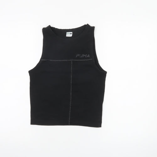 Puma Women’s Black Cropped Tank Top Medium Cotton Blend Sportswear
