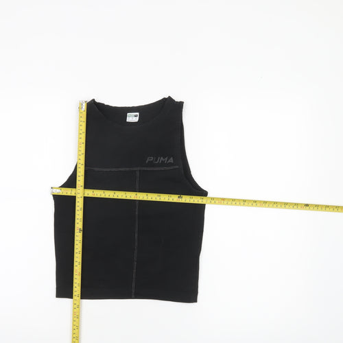 Puma Women’s Black Cropped Tank Top Medium Cotton Blend Sportswear