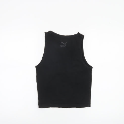 Puma Women’s Black Cropped Tank Top Medium Cotton Blend Sportswear