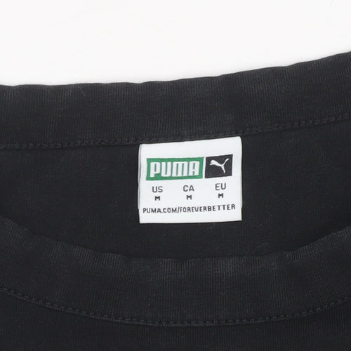 Puma Women’s Black Cropped Tank Top Medium Cotton Blend Sportswear