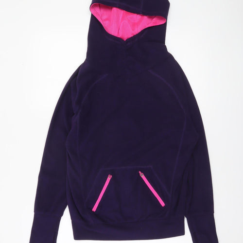 Tu Women's Purple Fleece Pullover Hoodie Size 8 with Pink Zip Accents