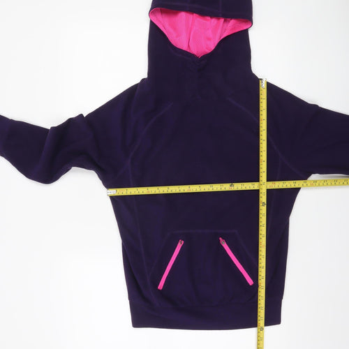 Tu Women's Purple Fleece Pullover Hoodie Size 8 with Pink Zip Accents